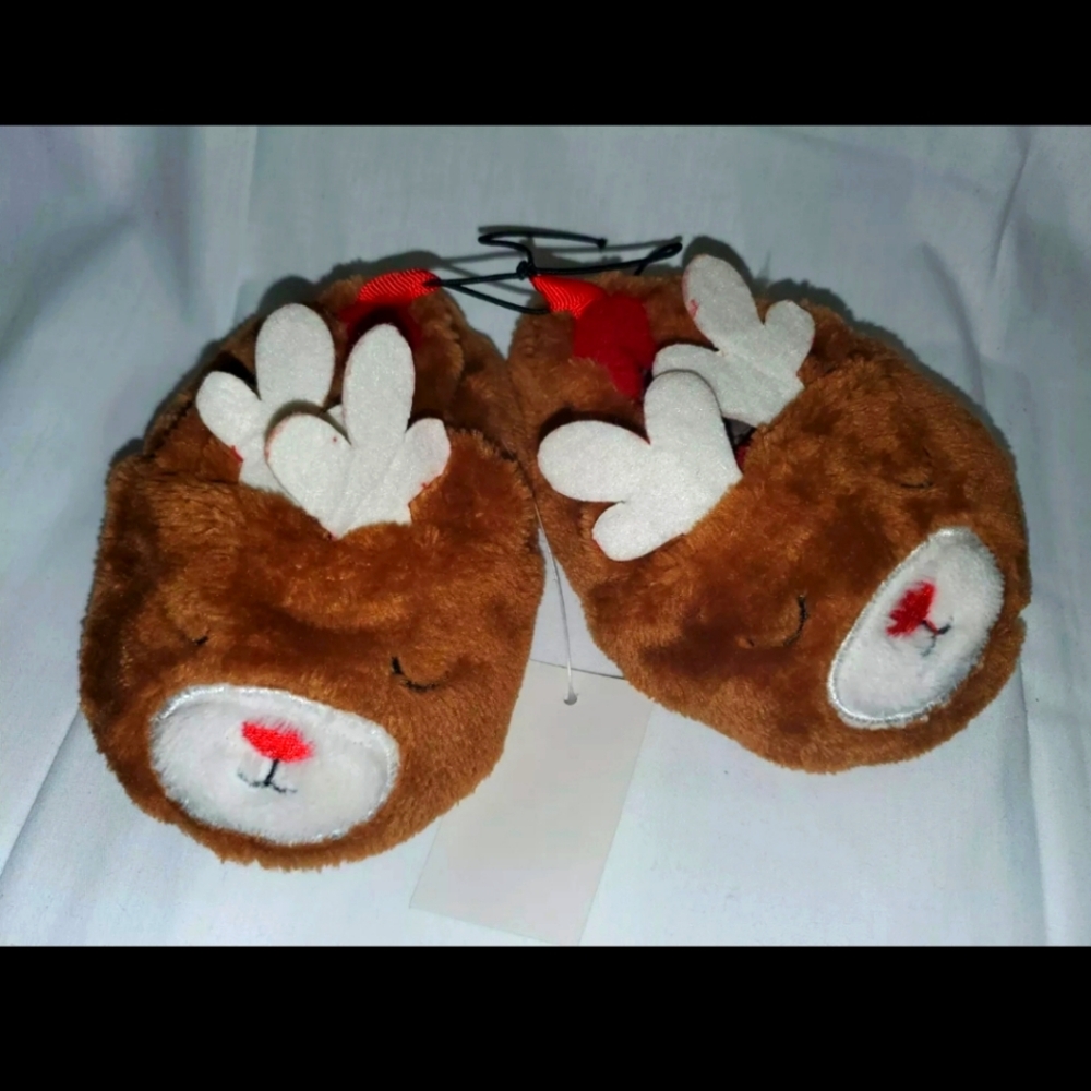 :* New baby Infant boy girl Unisex Christmas House Slippers reindeer Size 3